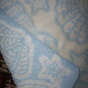 Vintage Unbranded Textured Washcloth Blue White two tone Shells Cotton Granny